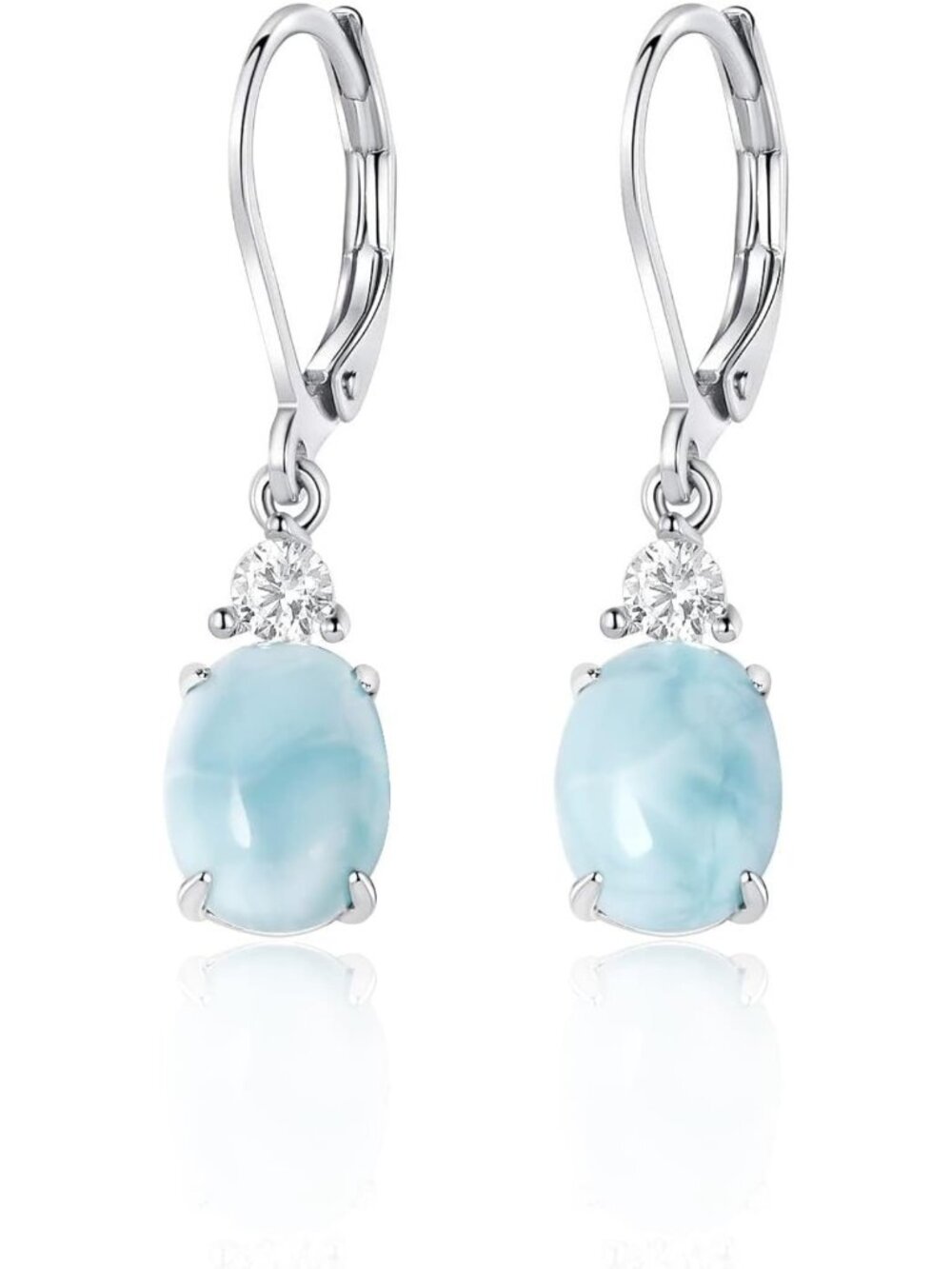 Sterling Silver Larimar Dangle Earrings | Gemstone Drop Earrings for Women